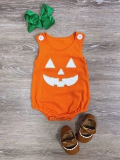 Pumpkin Orange Baby Bubble Romper