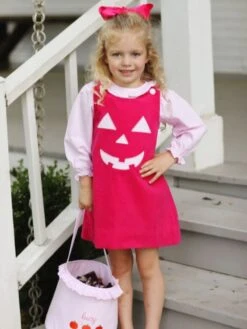 Pumpkin Pink Girls Jumper And Long Sleeve Shirt Outfit