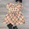 Pumpkins & Plaid Girls Puff Sleeve Fall Dress -Little Loom Store Pumpkins Plaid Girls Puff Sleeve Fall Dress