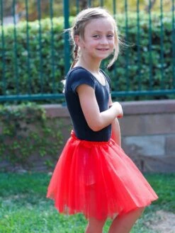 Red Tutu Skirt For Girls – 3-Layer Tulle Ballet, Dance, And Dress-Up Costume Skirt -Little Loom Store Red3c 1