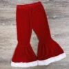 Red Velvet And Fleece Girls Santa Claus Bell Bottom Pants 2 Red Velvet And Fleece Girls Santa Claus Bell Bottom Pants -Little Loom Store RedVelvetandFleeceGirlsSantaClausBellBottomPants