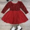 Red Sequin Velvet Tulle Chiffon Girls Special Occasion Christmas Holiday Tutu Dress -Little Loom Store Red Sequin Velvet Tulle Chiffon Girls Special Occasion Christmas Holiday Tutu Dress