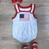 Red, White, & Cute Girls Patriotic Baby Bubble Romper -Little Loom Store Red White CuteGirlsPatrioticBabyBubbleRomper