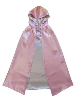 Pink & Silver Hooded Cape, Superhero Or Princess Reversible Hooded Cloak
