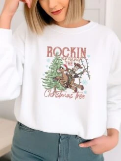 Rockin' Around The Christmas Tree Heavy Blend Unisex Crewneck Graphic Sweatshirt
