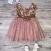 Rose Gold Sequin Bow Tulle Fancy Or Special Occasion Girls Tutu Dress