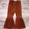 Rust Orange Girls Velvet Bell Bottoms -Little Loom Store RustOrangeVelvetBellBottomss