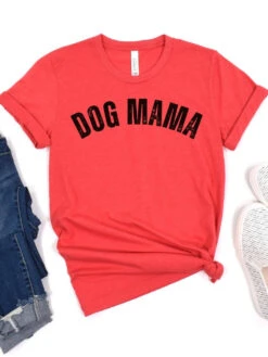 Dog Mama Rustic Women's Jersey Short Sleeve Graphic Tee - 12 Colors 25 Dog Mama Rustic Women's Jersey Short Sleeve Graphic Tee - 12 Colors -Little Loom Store RusticDogMomHeatherRed