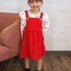 My Whole Heart Red Ruffle Corduroy Girls Jumper Dress Set
