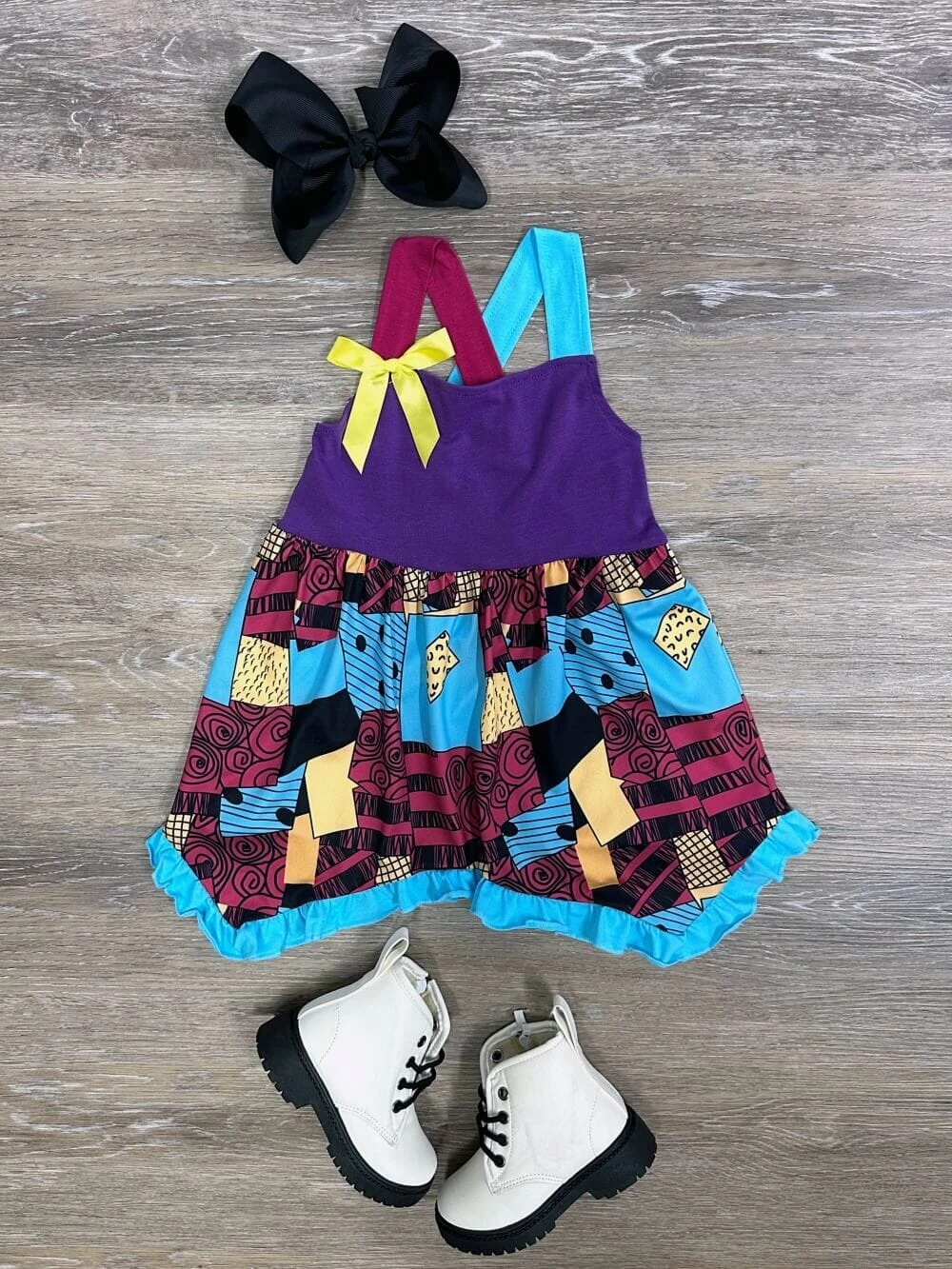 Sally Nightmare Girls Ruffle Trim Halloween Dress 3 Sally Nightmare Girls Ruffle Trim Halloween Dress