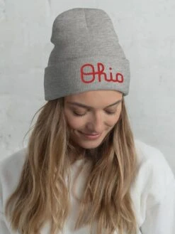 Script Ohio Embroidered Cuffed Unisex Beanie Hat