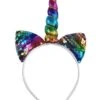 Rainbow Unicorn Girls Headband Ears, Kid Or Adult Size Costume Accessories -Little Loom Store SequinRBUnicornHeadband