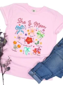 She Is Mom Floral Christian Mom Graphic T-Shirt -Little Loom Store She is Mom Blossom