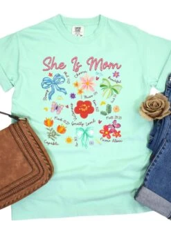 She Is Mom Floral Christian Mom Graphic T-Shirt -Little Loom Store She is Mom Island Reef