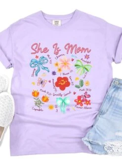 She Is Mom Floral Christian Mom Graphic T-Shirt -Little Loom Store She is Mom Orchid