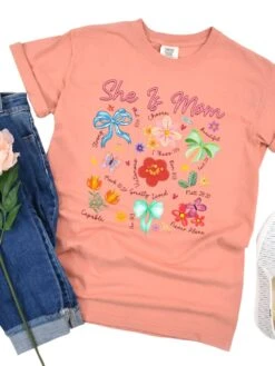 She Is Mom Floral Christian Mom Graphic T-Shirt -Little Loom Store She is Mom Teracotta