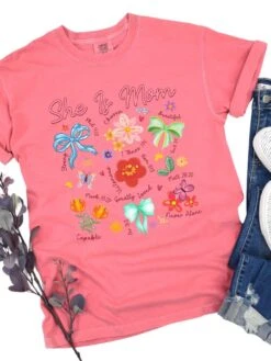 She Is Mom Floral Christian Mom Graphic T-Shirt -Little Loom Store She is Mom Watermelon