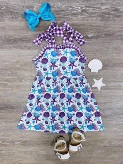 Shells On The Shore Blue & Purple Girls Tank Dress
