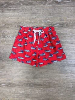 Snappy Swimmer Boys Red & Blue Alligator Swim Shorts