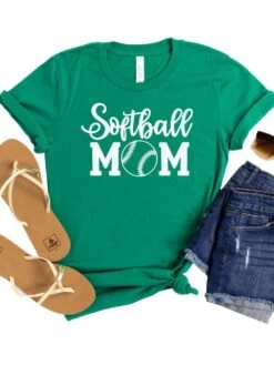 Softball Mom T-Shirt In 12 Team Colors -Little Loom Store SoftballMom1Kelly