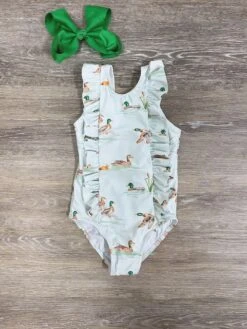Splash & Quack Girls Duck Print One-Piece Swimsuit