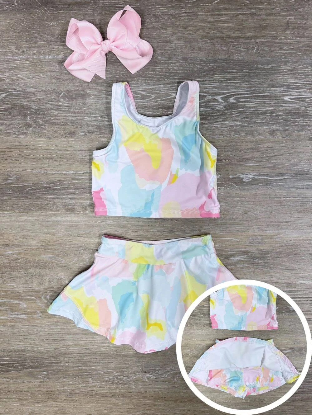 Splash Of Pastels Girls Tankini & Swim Skort Or Yoga Set 3 Splash Of Pastels Girls Tankini & Swim Skort Or Yoga Set