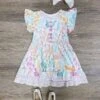 Spring Friends Pastel Girls Lace Trim Short Sleeve Dress 2 Spring Friends Pastel Girls Lace Trim Short Sleeve Dress -Little Loom Store SpringFriendsPastelGirlsLaceTrimShortSleeveDress