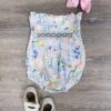 Spring Garden Smocked Ruffle Girls Baby Bubble Romper -Little Loom Store SpringGardenSmockedRuffleGirlsBabyBubbleRomper