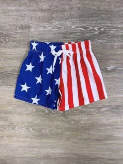 Star Spangled Splash Boys Flag Print Swim Shorts