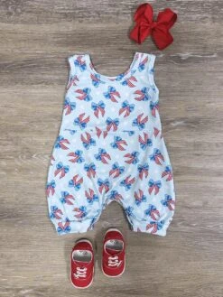 Stars & Stripes Coquette Bows Baby Bubble Romper