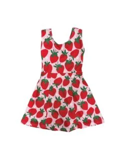 Strawberry Sweet Girls Yoga Dress -Little Loom Store StrawberrySweetGirlsYogaDressWhite