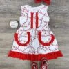 Strike 'Em Out Red Ruffle Trim Girls Baseball Stitch Dress -Little Loom Store Strike EmOutRedRuffleTrimGirlsBaseballStitchDress