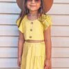 Sunny Ruffles Yellow Girls Skirt Outfit -Little Loom Store SunnyRufflesYellowGirlsSkirtOutfit