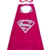Hot Pink & Silver Superhero Cape & Mask Costume Dress Up Cosplay Set - Kids & Adults -Little Loom Store SupergirlHP