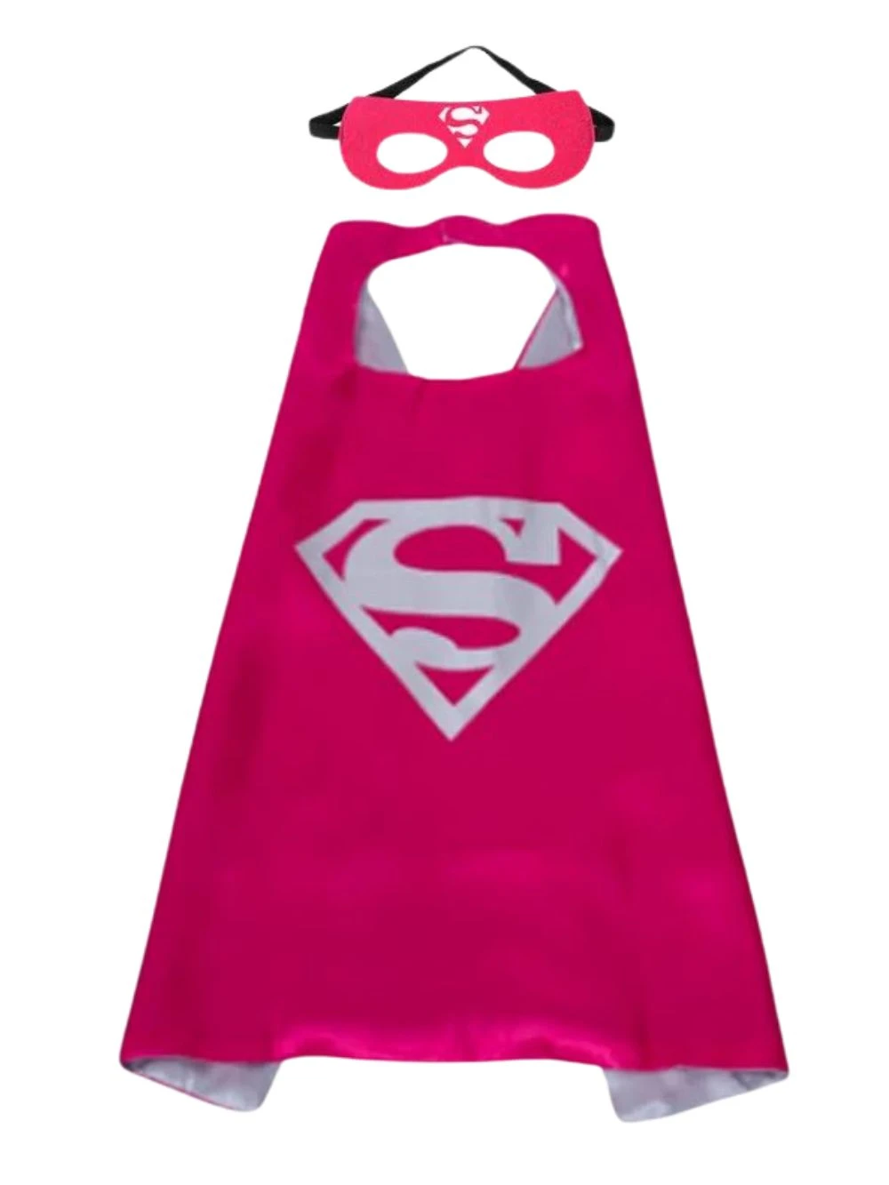 Hot Pink & Silver Superhero Cape & Mask Costume Dress Up Cosplay Set - Kids & Adults 3 Hot Pink & Silver Superhero Cape & Mask Costume Dress Up Cosplay Set - Kids & Adults