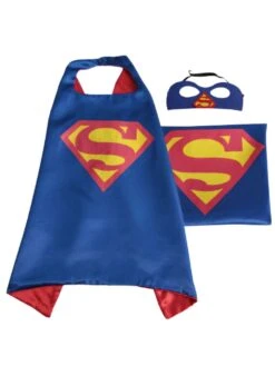 Red And Blue Superhero Cape & Mask Costume Dress Up Cosplay Set - Kids & Adults