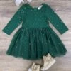 Superstar Green & Gold Star Girls Chiffon Dress 2 Superstar Green & Gold Star Girls Chiffon Dress -Little Loom Store SuperstarGreen GoldStarGirlsChiffonDress