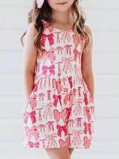 Sweetheart Pink Summer Bows Girls Romper