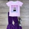 Swiftie Fan Purple Velvet Bell Bottoms Girls Outfit -Little Loom Store SwiftieFanPurpleVelvetBellBottomsGirlsOutfit