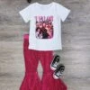 TS Nation Hot Pink Sequin Bell Bottoms Girls Outfit -Little Loom Store TS Nation Hot Pink Sequin Bell Bottoms Girls Outfit