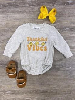 Thankful Vibes Sunflower Girls Baby Romper