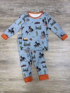 The Cowboy Life Boys Blue & Orange Long Sleeve Pajamas