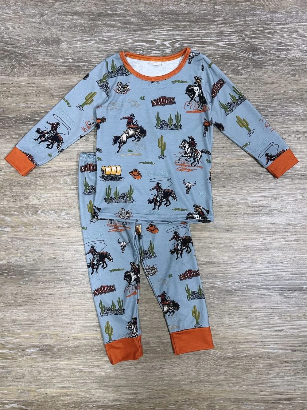 The Cowboy Life Boys Blue & Orange Long Sleeve Pajamas 3 The Cowboy Life Boys Blue & Orange Long Sleeve Pajamas