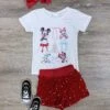 Theme Park Bows Girls Red Sequin Shorts Outfit 1 Theme Park Bows Girls Red Sequin Shorts Outfit -Little Loom Store ThemeParkBowsGirlsRedSequinShortsOutfit