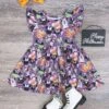 Theme Park Fun Halloween Girls Flutter Short Sleeve Dress 1 Theme Park Fun Halloween Girls Flutter Short Sleeve Dress -Little Loom Store Theme Park Fun Halloween Girls Flutter Short Sleeve Dress