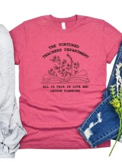 The Tortured Teachers Department Teacher Graphic T-Shirt -Little Loom Store TorturedHeatherRaspberry