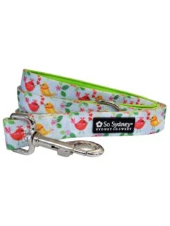Tweet Birds Green & Blue Fun & Bright Summer Dog Leash