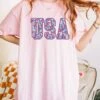 Patriotic Floral USA Unisex Comfort Colors Graphic T-Shirt -Little Loom Store USA Blossom