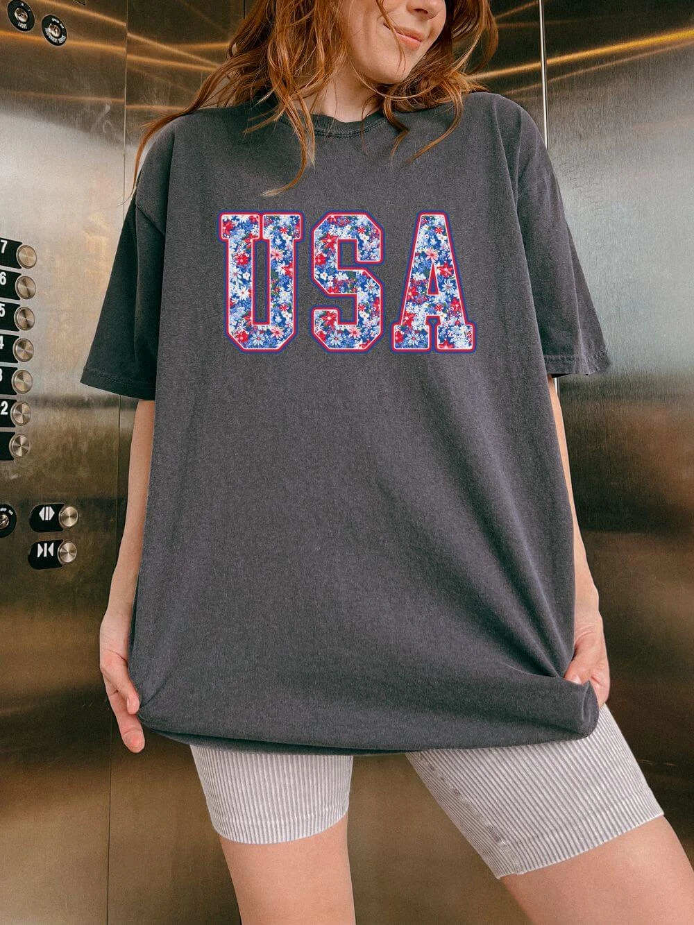 Patriotic Floral USA Unisex Comfort Colors Graphic T-Shirt 7 Patriotic Floral USA Unisex Comfort Colors Graphic T-Shirt - Image 5