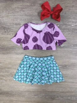 Under The Sea Girls Mermaid Scale Swim Skirt Set